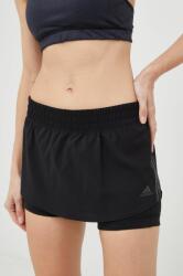 adidas Performance pantaloni scurți de alergare run icons femei, culoarea negru, cu imprimeu, medium waist PPYX-SZD01A_99X