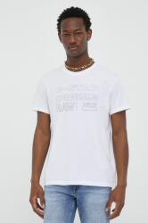 G-Star Raw tricou din bumbac culoarea alb, cu imprimeu PPYX-TSM1DH_00X