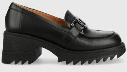 Charles Footwear pantofi de piele Kiara femei, culoarea negru, cu toc drept, Kiara. Loafer MPYX-OBD00A_99X