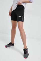 PUMA pantaloni scurti femei, culoarea negru, cu imprimeu, high waist PPYX-SZD03H_99X (674229)