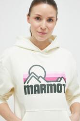Marmot bluză trening Coastal culoarea bej, cu glugă, cu imprimeu PPYX-BLD0NS_01X