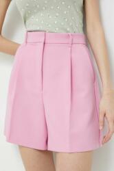 Abercrombie & Fitch pantaloni scurti femei, culoarea roz, neted, high waist PPYX-SZD04K_42X