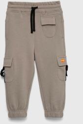 Sisley pantaloni de trening din bumbac pentru copii culoarea maro, neted PPYX-SPB03N_98X
