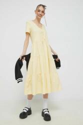 Tommy Hilfiger rochie din bumbac culoarea galben, midi, evazati PPYX-SUD1P9_10X