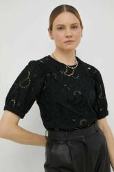 Herskind bluza din bumbac femei, culoarea negru, neted PPYX-BDD022_99X