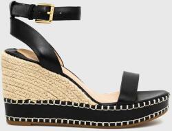 Lauren Ralph Lauren sandale de piele 802884124001 femei, culoarea negru, toc pana PPYX-OBD1AF_99X