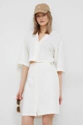 Calvin Klein rochie din bumbac culoarea bej, mini, drept PPYX-SUD16U_01X