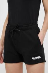 Hummel pantaloni scurti din bumbac culoarea negru, neted, medium waist PPYX-SZD0YO_99X
