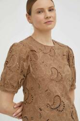 Herskind bluza din bumbac femei, culoarea maro, neted PPYX-BDD022_88X