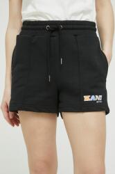 Karl Kani pantaloni scurti femei, culoarea negru, cu imprimeu, high waist PPYX-SZD02L_99X