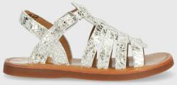 Pom D'api sandale din piele pentru copii culoarea argintiu PPYX-OBG1AU_SLV