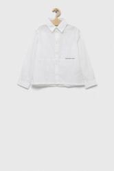 Calvin Klein Jeans camasa de bumbac pentru copii culoarea alb PPYX-BUB003_00X