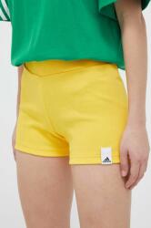 adidas pantaloni scurti femei, culoarea galben, neted, medium waist PPYX-SZD0J7_11X