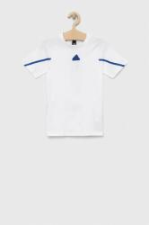 Adidas tricou de bumbac pentru copii B D4GMDY culoarea alb, cu imprimeu PPYX-TSB01S_00X