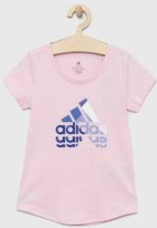 Adidas tricou de bumbac pentru copii culoarea roz PPYX-TSG00F_03X