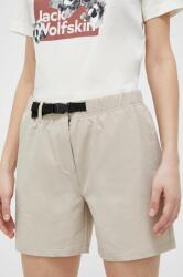 Jack Wolfskin pantaloni scurti 10 femei, culoarea bej, neted, medium waist PPYX-SZD0M7_12X