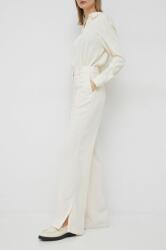 Calvin Klein pantaloni femei, culoarea bej, drept, high waist PPYX-SPD00G_01A