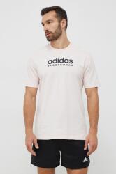 Adidas tricou din bumbac culoarea roz, cu imprimeu PPYX-TSM1AT_03X