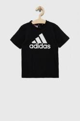 Adidas tricou de bumbac pentru copii LK BL CO culoarea negru, cu imprimeu PPYX-TSB005_99X
