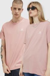 Converse tricou din bumbac culoarea roz, neted PPYX-TSU015_34X