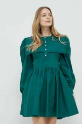 Custommade rochie din bumbac culoarea verde, mini, evazati PPYX-SUD0AI_77X