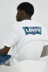 Levi's tricou din bumbac culoarea alb, cu imprimeu PPYX-TSM120_00X