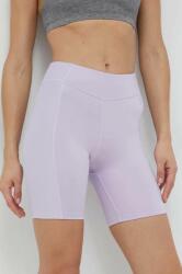 Reebok pantaloni scurți de yoga femei, culoarea violet, neted, high waist PPYX-SZD040_04X