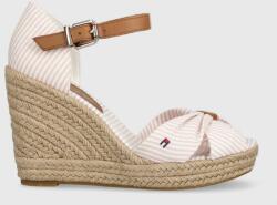 Tommy Hilfiger sandale BASIC SEERSUCKER HIGH WEDGE femei, culoarea roz, toc pana, FW0FW07160 PPYX-OBD20F_03X