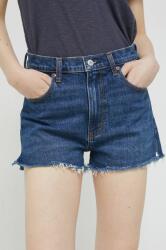 Abercrombie & Fitch pantaloni scurti jeans femei, culoarea albastru marin, neted, high waist PPYX-SZD045_59X