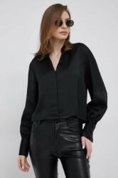 DKNY camasa femei, culoarea negru, cu guler clasic, relaxed PPYX-BDD075_99X