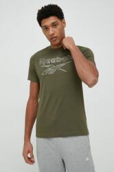 Reebok tricou din bumbac culoarea verde, cu imprimeu PPYX-TSM06H_97X