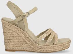 Tommy Hilfiger sandale ESSENTIAL BASIC WEDGE SANDAL femei, culoarea bej, toc pana, FW0FW07220 PPYX-OBD20M_01X