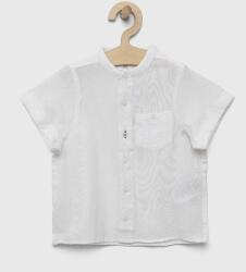 Zippy cămașă din amestec de in pentru copii culoarea alb PPYX-KDB04I_00X