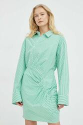 Herskind rochie din bumbac culoarea verde, mini, drept PPYX-SUD1IS_77X