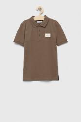 Calvin Klein tricou polo copii culoarea maro, cu imprimeu PPYX-POB02G_84X
