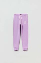 OVS pantaloni de trening din bumbac pentru copii culoarea violet, cu imprimeu PPYX-SPG013_45X