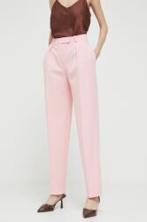 Hugo pantaloni femei, culoarea roz, lat, high waist PPYX-SPD0LG_30X