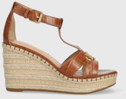 Lauren Ralph Lauren sandale de piele Hale II femei, culoarea maro, toc pana PPYX-OBD2YM_82X