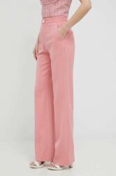 Custommade pantaloni din lana Petry femei, culoarea roz, lat, high waist PPYX-SPD04G_39X