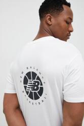 New Balance tricou din bumbac culoarea alb, cu imprimeu PPYX-TSM1W9_00X