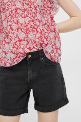 Gap pantaloni scurti jeans femei, culoarea negru, neted, high waist PPYX-SZD0O7_99X