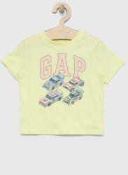 GAP tricou de bumbac pentru copii culoarea galben, cu imprimeu PPYX-TSB0E3_11X