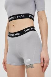 The North Face pantaloni scurți de antrenament culoarea gri, cu imprimeu, high waist PPYX-SZD08H_09X