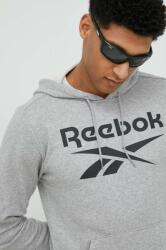 Reebok bluza barbati, culoarea gri, cu glugă, cu imprimeu PPYX-BLM0A5_90X