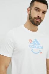 Adidas tricou din bumbac culoarea alb, cu imprimeu PPYX-TSM0HT_00X
