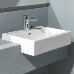 Laufen Living City félig beépíthető kerámia mosdó 55x46 cm egy csaplyukkal és túlfolyóval, fehér H8134320001041 (H8134320001041)