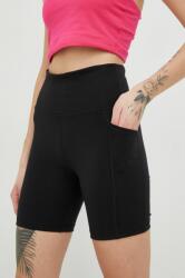 DKNY pantaloni scurti femei, culoarea negru, neted, high waist PPYX-SZD005_99X