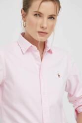 Ralph Lauren cămașă din bumbac femei, culoarea roz, cu guler clasic, regular 211891377 PPYX-KDD040_30X