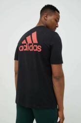 Adidas tricou din bumbac culoarea negru, cu imprimeu PPYX-TSM078_99X