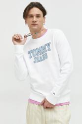 Tommy Hilfiger hanorac de bumbac barbati, culoarea alb, cu imprimeu PPYX-BLM0YM_00X